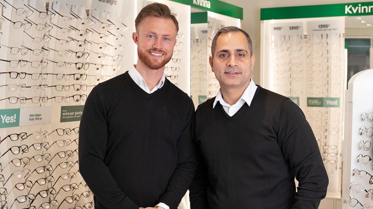 Richard Magnason och Mohammed Haddad öppnar den 19 maj sin nya Specsavers-butik på Väla.
