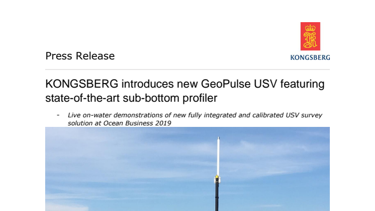 KONGSBERG introduces new GeoPulse USV featuring state-of-the-art sub-bottom profiler 