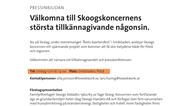 Inbjudan till presskonferens på Småstaden i Piteå