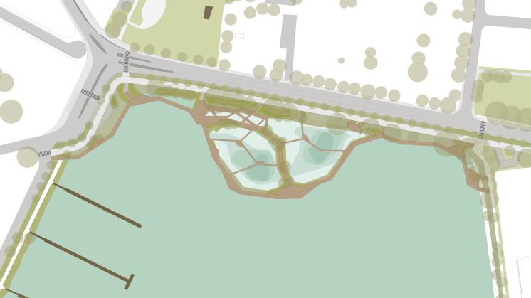 Illustration över dagvattenpark (Illustration: 02Landskap)