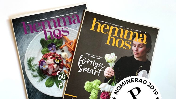  Hemma Hos har blivit nominerad till Publishingpriset 2019 i kategorin Medborgartidningar.