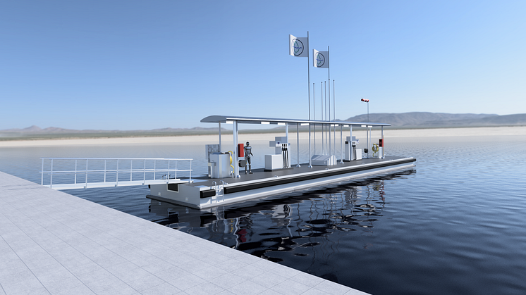 Render of the new DNV assured marine station by Fossil Free Marine