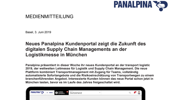 Neues Panalpina Kundenportal zeigt die Zukunft des digitalen Supply Chain Managements an der Logistikmesse in München