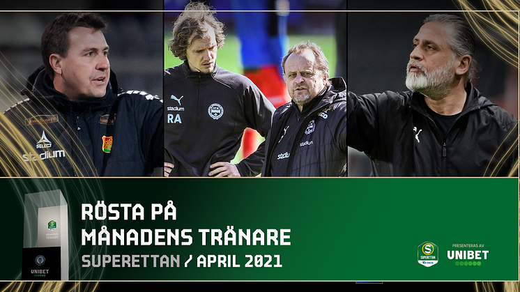 Superettan: Nominerade till Månadens spelare och Månadens tränare för april