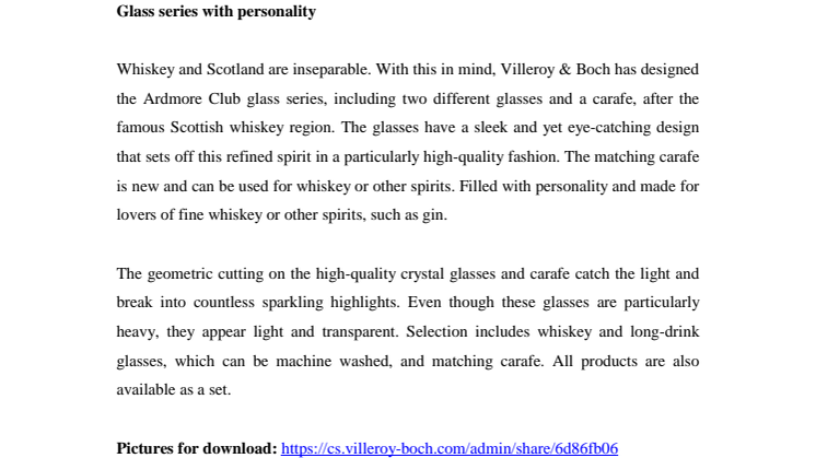 Ardmore Club –  Glass series with personality