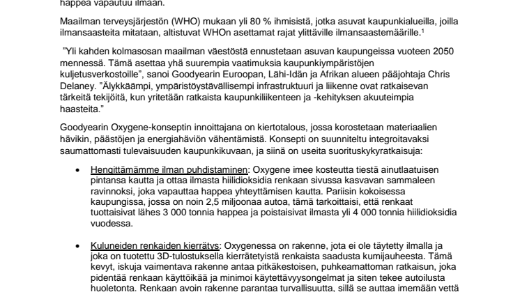 Goodyear paljasti Oxygene-konseptirenkaan, joka tukee puhtaampaa ja mukavampaa kaupunkiautoilua