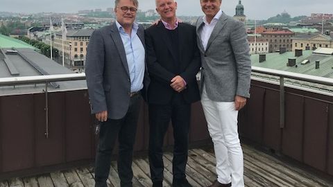 På bilden från vänster Göran Joneskär, Klövern, Nils Andreasson, Åby Travet och Peter Wanderydz, Artexis Easyfairs.