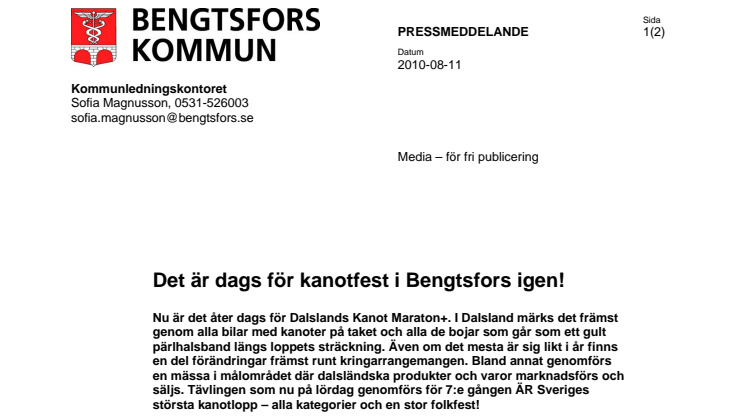 Dags för kanotfest i Bengtsfors igen!
