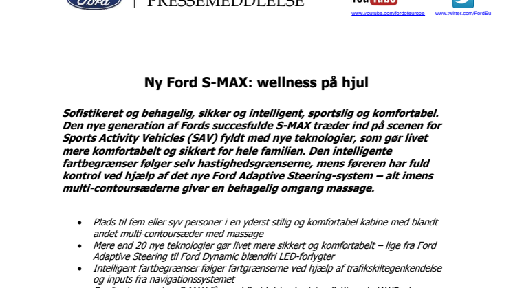 Ny Ford S-MAX: wellness på hjul 