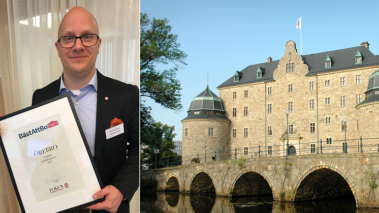 Kommunstyrelsens ordf Kenneth Nilsson (S) med diplom för Örebros placering som tredje bästa stadskommun