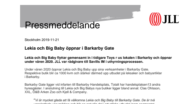 Lekia och Big Baby öppnar i Barkarby Gate