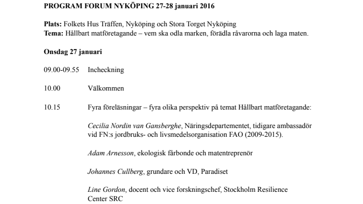 Program Forum Nyköping 2016
