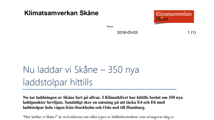 Nu laddar vi Skåne - 350 nya laddstolpar hittills 