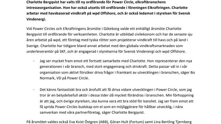 Charlotte Bergqvist ny ordförande för Power Circle