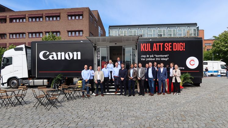 På "kontoret" i Göteborg. Canon hjälper företag att ställa om sin verksamhet där arbetsuppgifter kan utföras överallt. 