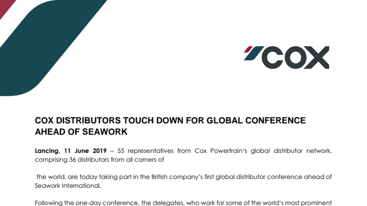 Cox Distributors Touch Down for Global Conference Ahead of Seawork