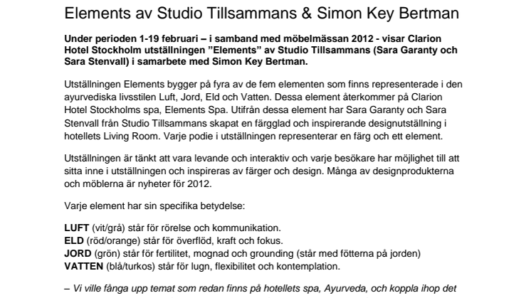 Elements av Studio Tillsammans & Simon Key Bertman