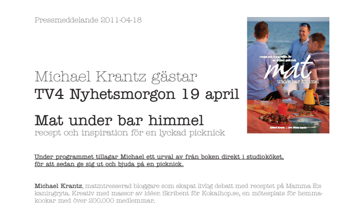 Michael Krantz gästar TV4 Nyhetsmorgon