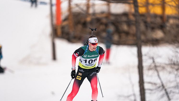 DEBUTERER: Sturla Holm Lægreid har reist fra EM i Minsk for å gå sprint i verdenscupen i Nove Mesto. Foto: Sondre Hensema Eriksen/Norges Skiskytterforbund