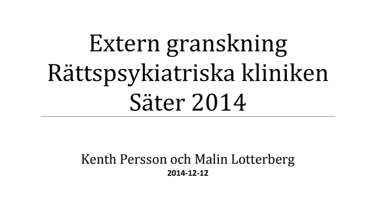 Rapport extern granskning RPK Säter 2014