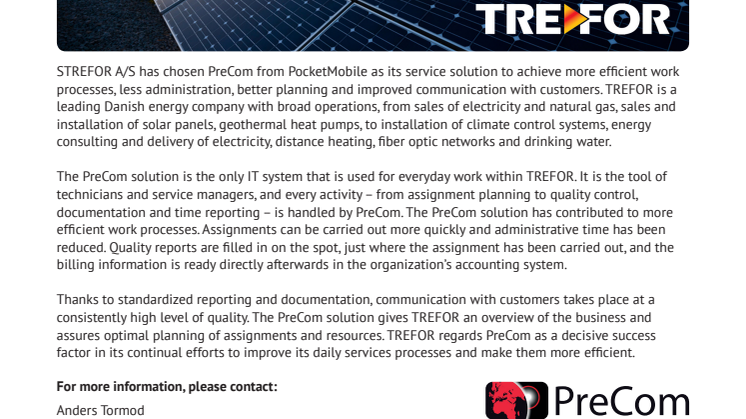 Danish TREFOR chooses PreCom for efficiency and quality