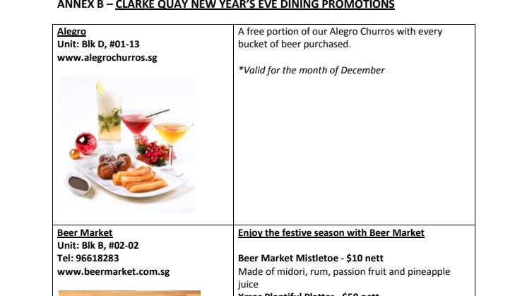 Clarke Quay New Year's Eve Specials
