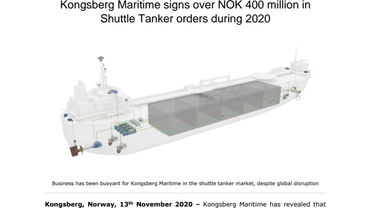 Kongsberg Maritime signs over NOK 400 million in Shuttle Tanker orders during 2020