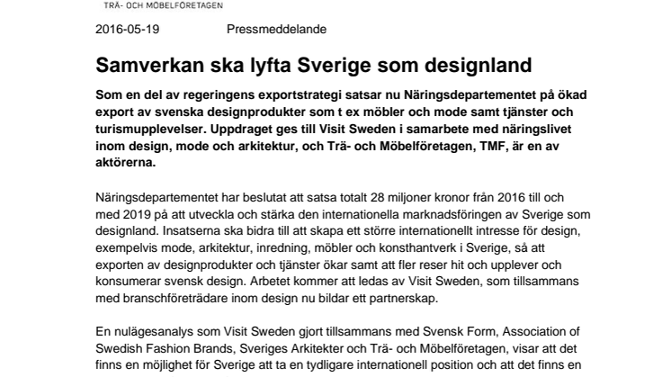 Samverkan ska lyfta Sverige som designland 