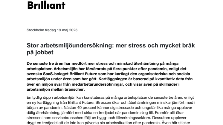 Pressmeddelande_Stor arbetsmiljöundersökning - mer stress och mycket bråk på jobbet.pdf
