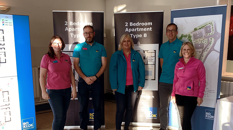 The BoKlok Sales Team for BoKlok on the Lake: Emma Plumridge, David Donin, Anna Burden, David Gibson & Helen Todd, on the sales event in Worthing.