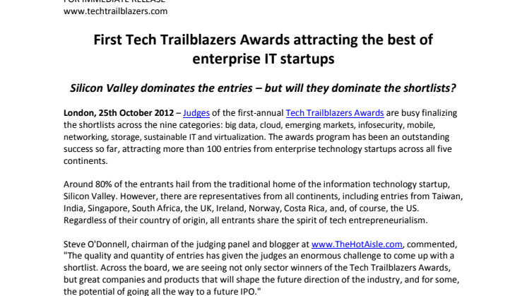 First Tech Trailblazers Awards attracting the best of enterprise IT startups