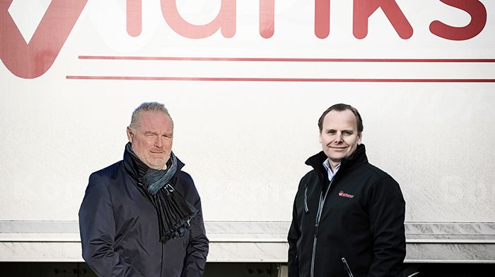 Christian Hallberg, koncernchef, Tempcon Group och Johan Nyblom, vd Widriksson Logistik. Bilden är ett coronasäkrat fotomontage.