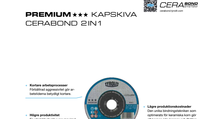 Produktinfo TYROLIT PREMIUM kapskiva Cerabond System 2in1