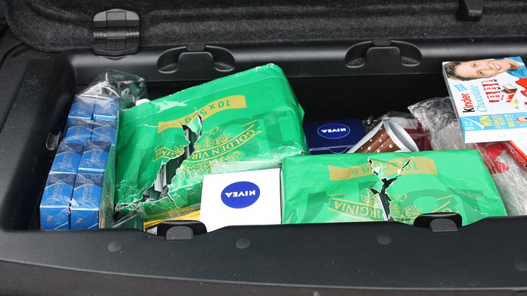 Cigarettes and tobacco found in the boot of Hazell Lumbley's car