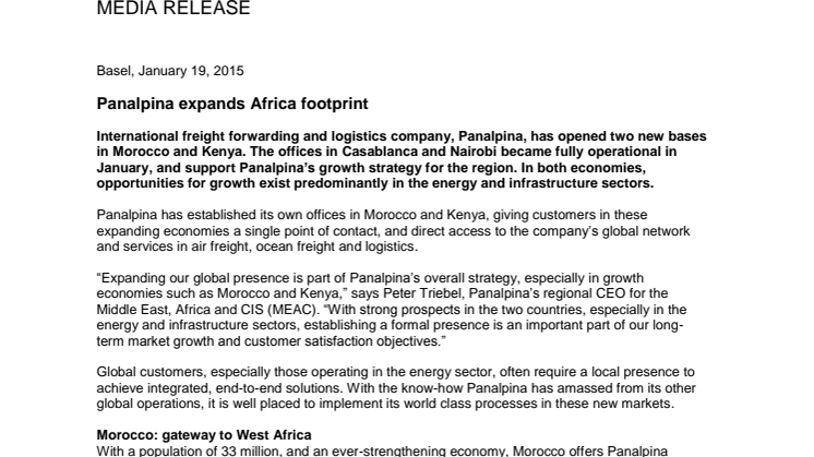 Panalpina expands Africa footprint
