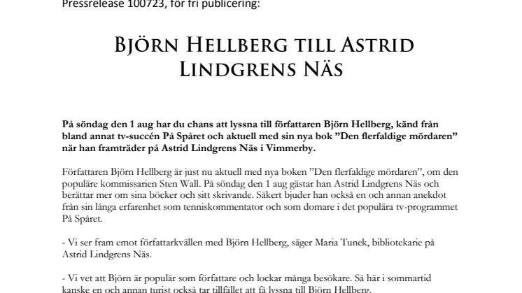  Björn Hellberg till Astrid Lindgrens Näs