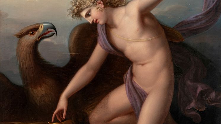 Utstillingen Det skeive blikket åpner fredag 1. april på Kode. foto (utsnitt): «Ganymedes med Jupiters ørn» av Gustav Heinrich Naecke, 1805.