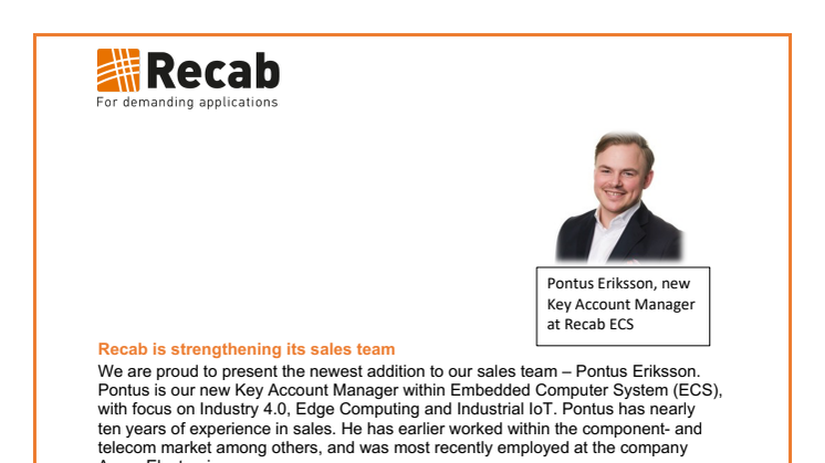 Recab is strengthening its sales team 