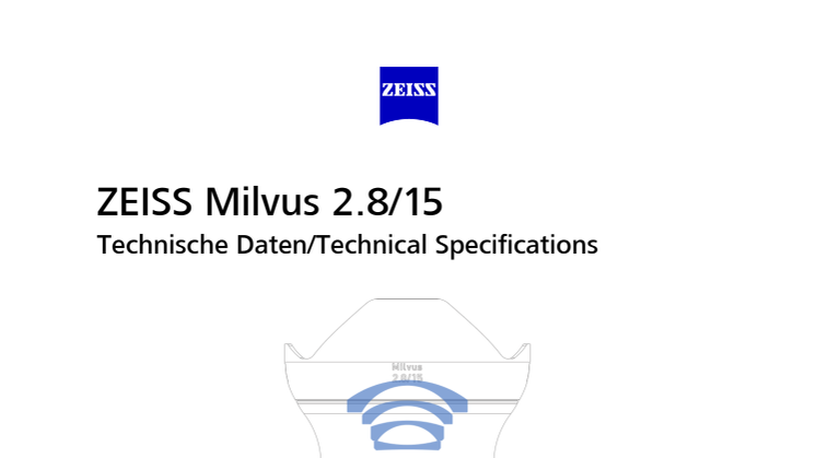 Zeiss Milvus 15mm, specifikationer