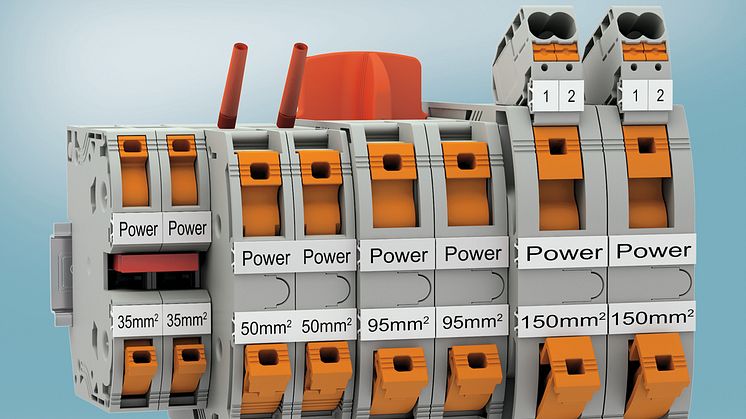 Easy power wiring with spring-cage high-current terminals 