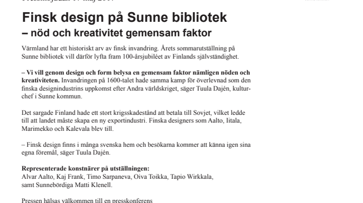 Finsk design på Sunne bibliotek - nöd och kreativitet gemensam faktor