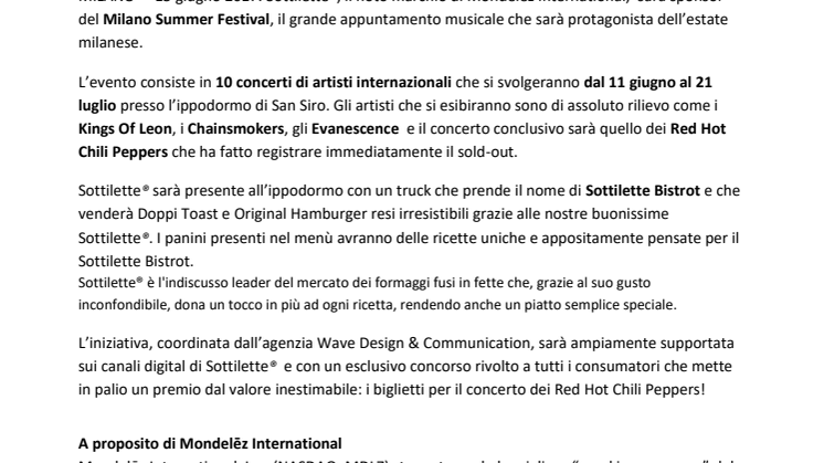 Sottilette sponsor  del Milano Summer Festival