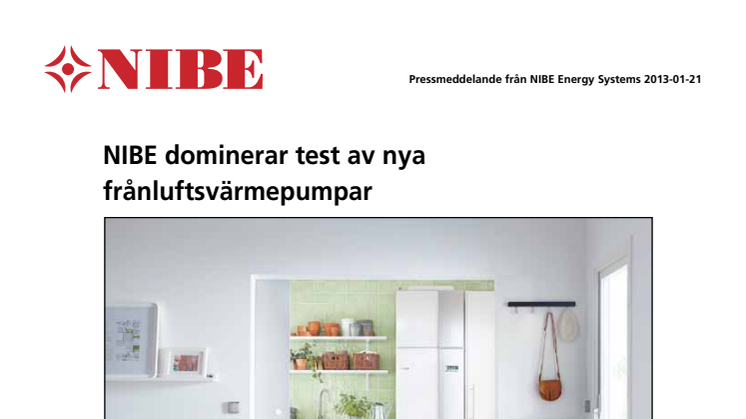NIBE dominerar test av nya frånluftsvärmepumpar