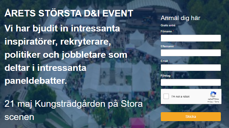 Jobbfestivalen Mångfald & Inkludering  i Kungsträdgården den 21 maj