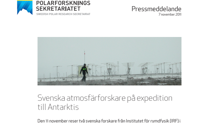Svenska atmosfärforskare på expedition till Antarktis
