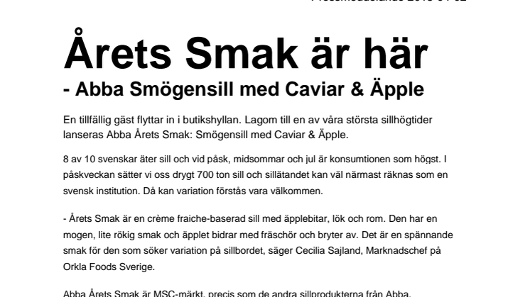 Årets Smak är här - Abba Smögensill med Caviar & Äpple