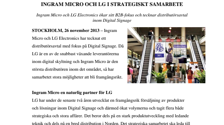 Ingram Micro och LG Electronics i strategiskt samarbete