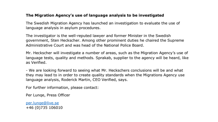The Migration Agency’s use of language analysis to be investigated