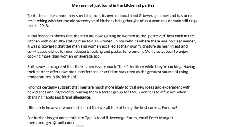 Men are not just found in the kitchen at parties