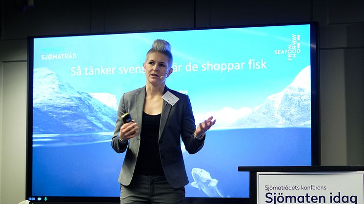 Forrige uke presenterte Charlott Rapp, Manager Sverige i Norges sjømatråd, den ferske undersøkelsen om svenske konsumenter og deres forhold til fisk og skalldyr. Foto: Norges sjømatråd